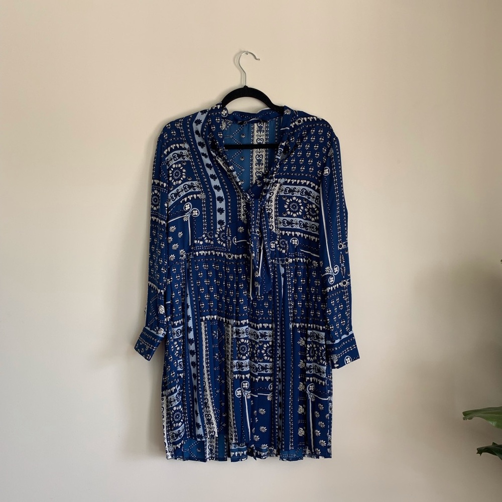 Blue Zara Bandana Print Dress